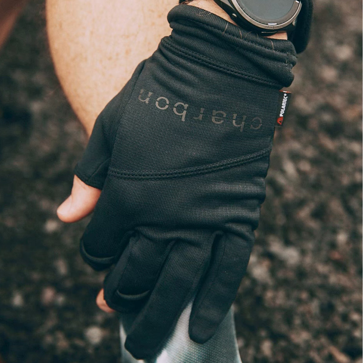 charbon × handsongrip polartec 3 fingerless gloves