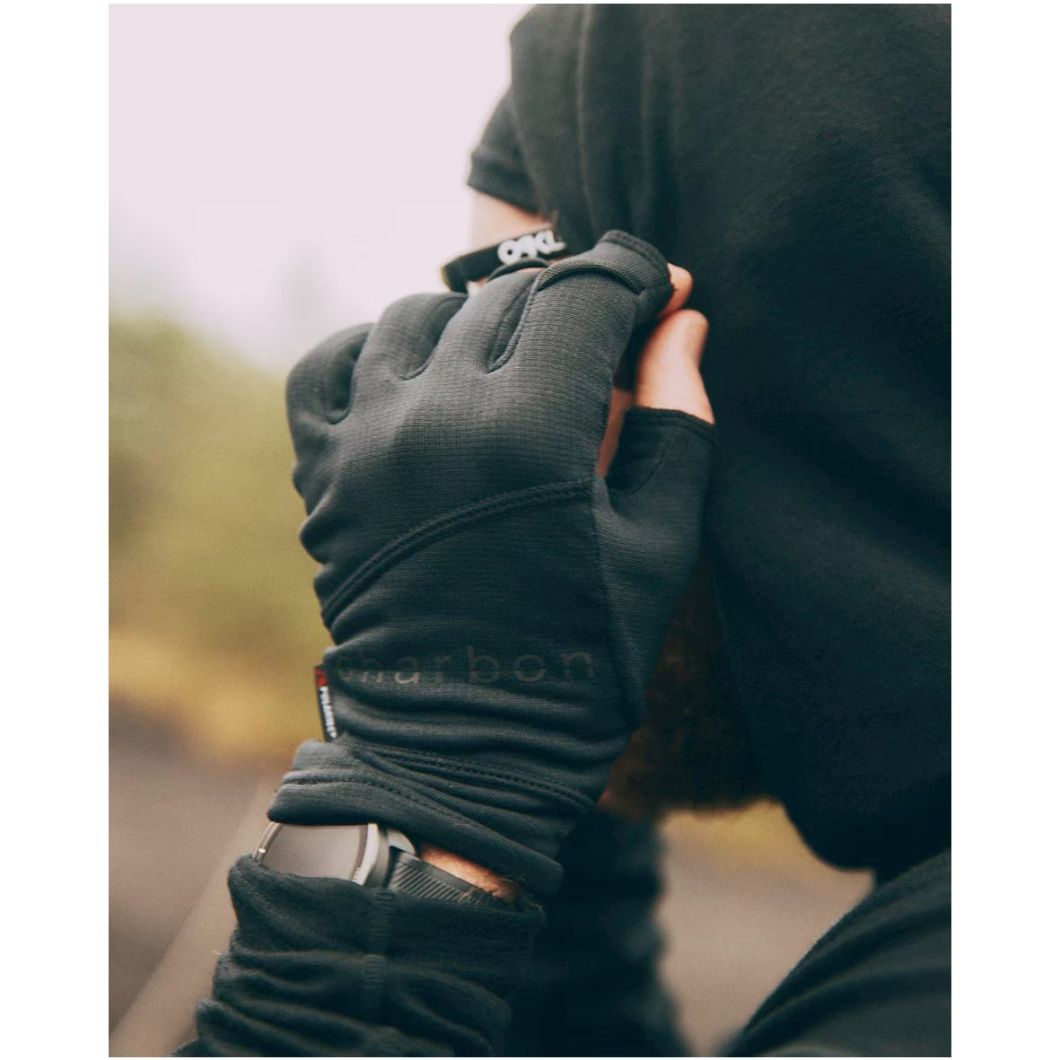 charbon × handsongrip polartec 3 fingerless gloves