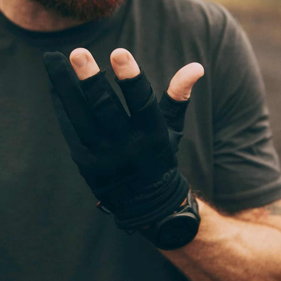 charbon × handsongrip polartec 3 fingerless gloves